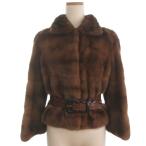 フェンディ FENDI ミンクファー コート ジャケット クロコダイルベルト付き ブラウン系 38 レディース