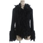 フェンディ FENDI ジャケット コート ウール カシミヤブレンド フェイクファー 黒 ブラック 40 ☆AA★ レディース