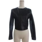 フェンディ FENDI レザー ライダースジャケット 格子柄 黒 ブラック 38 レディース