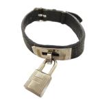 エルメス HERMES ケリー ドッグカラー 首輪 ペット用品 シルバー金具 □H刻印 レザー 黒 ブラック その他