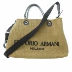 エンポリオアルマーニ EMPORIO ARMANI かごバッグ トートバッグ ショルダーバッグ セカンドバッグ ロゴ 刺繍 黒 ベージュ