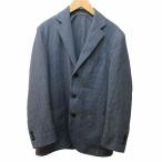 ラルディーニ LARDINI テーラードジャケット ブレザー ギンガムチェック シングル 3B 段返り サイドベンツ リネン ウール シルク混 44