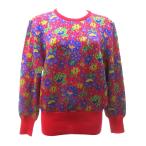 イヴサンローラン YVES SAINT LAURENT 美品 ヴィンテージ 総柄 ウールニット セーター 赤系 レッド系 M IBO61 レディース