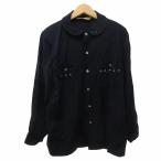 コムデギャルソン COMME des GARCONS 70s〜80s 初期 スタッズシャツ ブラウス 丸襟 ウール 紺 ネイビー F フリーサイズ IBO61