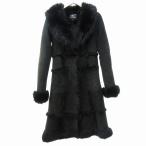  Grace Continental GRACE CONTINENTAL мех лисы мутоновое пальто жакет мех длинный чёрный черный 36 примерно S IBO69