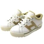 エルメス HERMES Dare sneaker デアムートン Hロゴ スニーカー シューズ ボア ロゴ刻印 レザー 白 ホワイト 38.0 約24cm IBO69