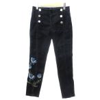  L mano Scervino ERMANNO SCERVINO цветочный принт вышивка стрейч брюки обтягивающий конический серебряный кнопка темно-синий темно-синий 40 примерно M IBO71