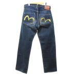 エヴィス EVISU カモメペイント デニム ジーンズ ストレートパンツ ボタンフライ インディゴブルー 32×35