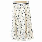 マッキントッシュフィロソフィー MACKINTOSH PHILOSOPHY 美品 ロング フレア スカート 花柄 36 ベージュ 0611 IBO71 レディース