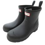 ハンター HUNTER 美品 PLAY SHORT HUNTER DOT BACKSTRAP BOOT レインブーツ ラバーブーツ ロゴ 黒 ブラック 約25cm IBO73 0619 レディース