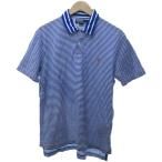ポロ ラルフローレン POLO RALPH LAUREN 美品 90s ヴィンテージ ボーダー ポロシャツ Tシャツ カットソー 半袖 ロゴ刺? 青 白 L