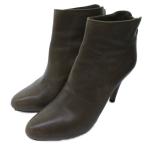 プラダ PRADA レザー ブーティ ブーツ ポインテッドトゥ ヒール 茶 ブラウン 約24cm IBO79