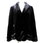 ショッピング毛皮 サガミンク SAGA MINK 銀サガ ハーフコート ファージャケット 毛皮 シェアードミンク 切替 逆毛 裏地花柄 F ダークブラウン 系 ■MNK1