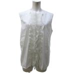 ミュウミュウ miumiu ノースリーブ ブラウス シャツ レース フリル 白 ホワイト 44 約L IBO81