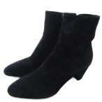 ショッピングMIUMIU ミュウミュウ miumiu スエード ショートブーツ ポインテッドトゥ サイドジップ 黒 ブラック 約24.5cm IBO81