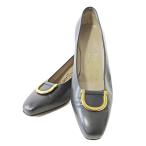 サルヴァトーレフェラガモ Salvatore Ferragamo ガンチーニ レザー パンプス ヒール 6 23cm ブラック 黒 1020 IBO81 レディース