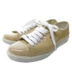プラダスポーツ PRADA SPORT エナメル スニーカー ローカット ベージュ 38 約25cm IBO81