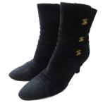 シャネル CHANEL スエード ココマーク ショートブーツ ブーティー ポインテッドトゥ ヒール 黒 ブラック 約22.5cm IBO81