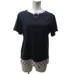 ルイヴィトン LOUIS VUITTON モノグラム レイヤード カットソー Tシャツ 半袖 チェーン 黒 ブラック ピンク XS FJTS11YGG IBO81