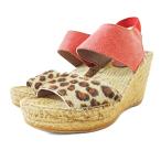 カルザノール Calzuro  エスパドリーユ ハラコ スウェード サンダル 厚底 ウェッジソール 豹柄 35 22cm ベージュ 1030 レディース