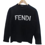 フェンディ FENDI ロゴ セーター ニット 長袖 ウール 黒 ブラック 48 約L IBO81