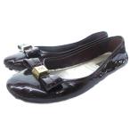  Louis Vuitton LOUIS VUITTON эмаль лента LV Logo обувь для вождения балетки чай Brown примерно 22.5cm IBO83