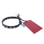  не использовался товар Valentino galava-niVALENTINO GARAVANI с биркой ошейник собаки цвет товары для домашних животных заклепки кожа Logo очарование чёрный 