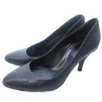 ショッピングラウンドトゥ グッチ GUCCI 美品 シマレザー パンプス ラウンドトゥ ホースビット ヒール 黒 ブラック 約24.5cm IBO83 1112 レディース