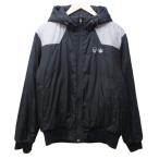 ルシアンペラフィネ LUCIEN PELLAT-FINET リバーシブル 中綿ジャケット ブルゾン スカル柄 切替 ロゴ刺? フード M 黒 ブラック 系 IBO85