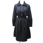 モンクレール MONCLER 21年 ABITO アビト ワンピース ナイロン 切替 リブニット ロゴ ワッペン 長袖 ロング 38 約S ブラック ■MNK3