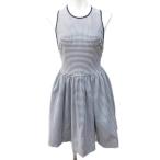 ミュウミュウ miumiu 美品 2018 ワンピース チェック調 フレア ギャザー ひざ丈 S 白黒 ホワイト ブラック ■MNK3 1204 レディース