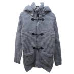 ベルシュカ Bershka ニット ダッフルコート ジャケット ウール混 フード ミドル丈 S 灰 グレー 0131 メンズ