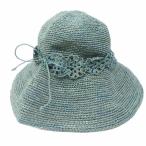 ヘレンカミンスキー HELEN KAMINSKI ラフィアハット つば広帽子 編み込み 装飾 リボン 緑 グリーン 系 IBO87 0127 レディース