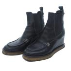 サルヴァトーレフェラガモ Salvatore Ferragamo ガンチーニ レザー サイドゴアブーツ シューズ 黒 ブラック 7D 約24cm IBO89