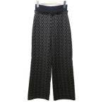 フェンディ FENDI maglia ニットパンツ ズッカ柄 ロゴ ウール 40 約M 黒 ブラック ベージュ 系 IBO89 0302 レディース