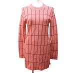 ショッピングマリメッコ マリメッコ marimekko 美品 チュニックニット チェック レーヨン 長袖 ロング サイドスリット S ピンク 系 IBO87 0207 レディース