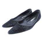  Manolo Blahnik MANOLO BLAHNIK плоская обувь - lako кожа type вдавлено .po Inte dotu37 примерно 24cm чёрный черный IBO87