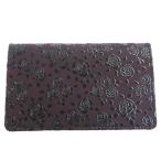  не использовался товар печать . магазин INDEN-YA INDENYA футляр для карточек футляр для визитных карточек складывающийся пополам цветочный принт олень кожа кожа Dias gold фиолетовый лиловый серия 