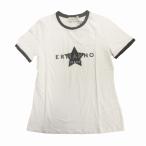 未使用品 エルマンノ フィレンツェ ERMANNO FIRENZE シェルビーノ リンガー Tシャツ プリント ラインストーン 42 白 ホワイト レディース