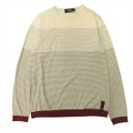 ショッピングフェンディ フェンディ FENDI ボーダー ニット セーター クルーネック ウール 46 ベージュ メンズ※