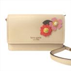 美品 ケイトスペード KATE SPADE ペタル フラップ チェーン ウォレット ショルダー クロスボディ バッグ ライトベージュ レディース※