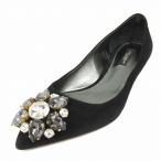 ドルチェ&ガッバーナ ドルガバ DOLCE&GABBANA ビジュー スエードレザー パンプス シューズ ヒール ポインテッドトゥ サイズ35.5 約22.5cm
