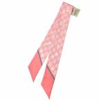未使用品 グッチ GUCCI ホースビット GGプリント ネックボウ スカーフ リボン シルク GG柄 663719 現行モデル ピンク ゴールド ▽1