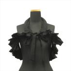 美品 コムデギャルソン COMME des GARCONS ウールギャバジン パデット フェイクカラー 付け襟 中綿 フリル 黒 ブラック レディース