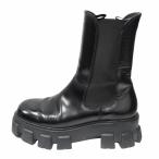 プラダ PRADA モノリス ブラッシュド レザー チェルシー ブーツ サイドゴア 2UE027 厚底 シューズ 靴 7 （26cm） 黒 ブラック メンズ