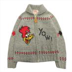 ヒステリックグラマー ×ウッドペッカー HYSTERIC GLAMOUR カウチン ニット カナディアン セーター ジャケット S グレー メンズ