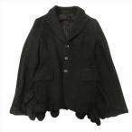 ショッピングGARCONS 17aw コムデギャルソン COMME des GARCONS ウール縮絨 テーラード ジャケット ブレザー フリル アーカイブ XS 黒 ブラック レディース