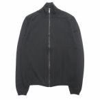 美品 プラダ PRADA ウール ドライバーズ ニット ジャケット ブルゾン スタンドカラー ハイゲージ 46 黒 ブラック シルバー メンズ