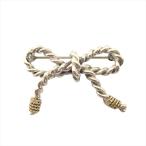 ショッピングティファニー 新品仕上げ ティファニー TIFFANY & CO. K14 コンビ ツイスト リボン ブローチ 925 ヴィンテージ シルバー ゴールド レディース◆７