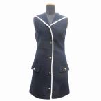 ショッピングMIUMIU 極美品 23SS ミュウミュウ miumiu Tweed mini-dress ツイード ミニ ドレス ワンピース セーラーカラー ノースリーブ 金ボタン MF5260